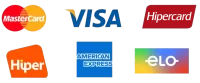 Formas de pagamento aceitas: cartões Mastercard, Visa, Hipercard, Hiper, American Express e Elo.
